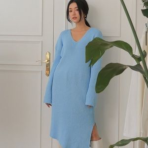 Stylenanda Baby Blue Knit Dress One size